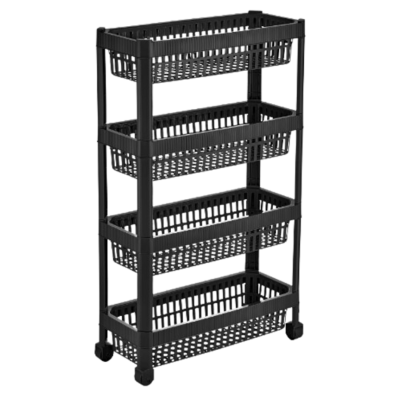 Этажерка универсальная на колесах LINE, дизайн в вертикальную полоску (6) (х86 черный) 48*22.5*18.5 см
