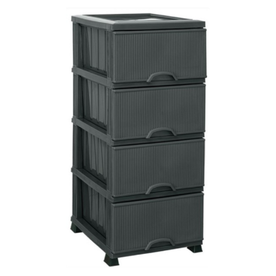 Комод на 4 ящика NOSTALGIA, Elif plastik, 37,5*45,5*90 см (антрацит)