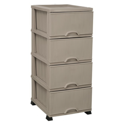 Комод на 4 ящика NOSTALGIA, Elif plastik, 37,5*45,5*90 см (кофе с молоком)