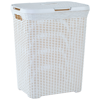 Корзина для белья 50 л "Ротанг" (белая роза) 45*35*55 см