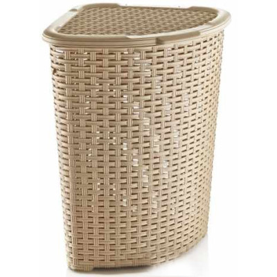 Корзина для белья 52 л. угловая, Dunya plastik "Rattan" 40,2*40,2*48 см. (коричневый)