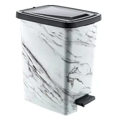 Мусорное ведро DECOR Slim 15л Белый мрамор 128 350*225*380 мм