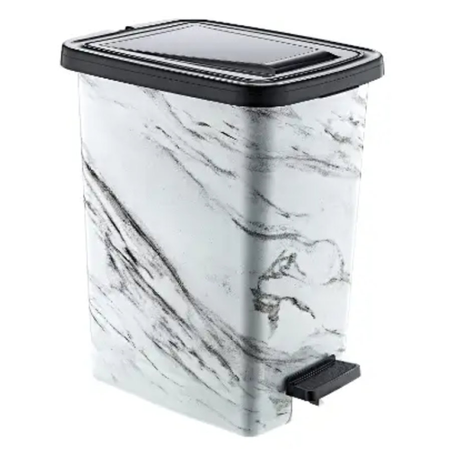Мусорное ведро DECOR Slim 15л Белый мрамор 128 350*225*380 мм - фото 1