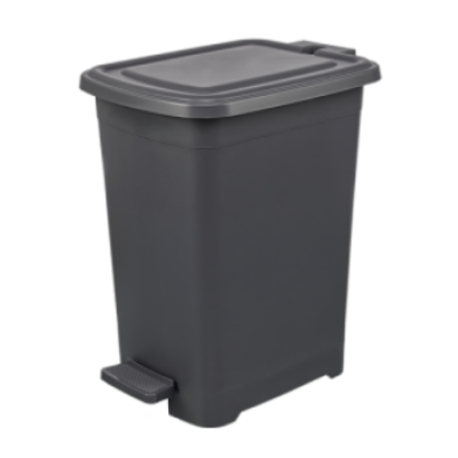 Відро для сміття з педалю Elif Plastic 8Л. Slim 19*25*31см. Антрацит - фото 1