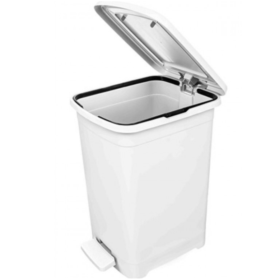Відро для сміття з педалю Elif Plastic 8Л. Slim 19*25*31см. Білий - фото 1