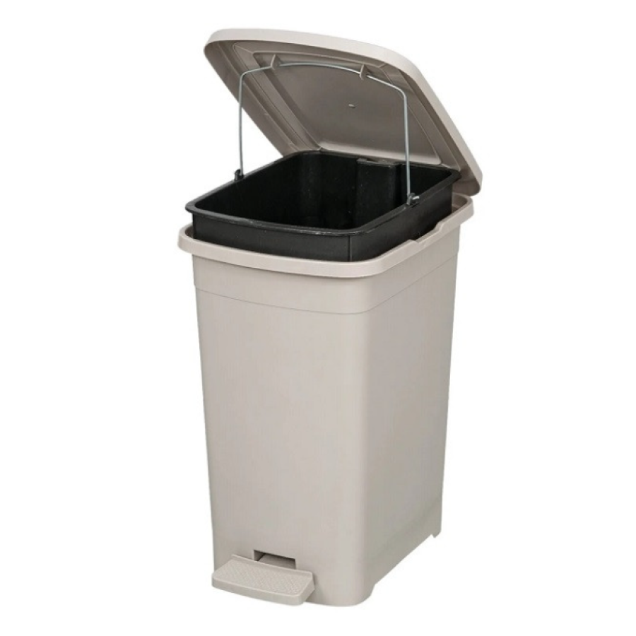 Відро для сміття з педалю та внутрішнім відром Elif Plastic 25Л. Slim 28*36*44см. Сірий - фото 1