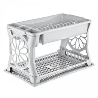 Сушка для посуды 2-х ярусная Irak Plastik 47*30*28 пластиковая белая