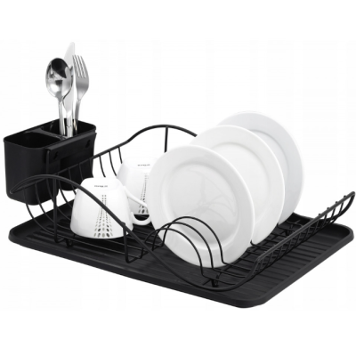 Сушка для посуды Kamille 52*32*13 см. из хромированной стали (черный)