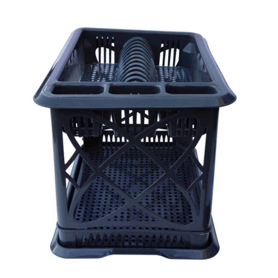 Сушка для посуду пластикова 2-х ярусна Elif Plastic 29*42*29 см. (антрацит) - фото 3
