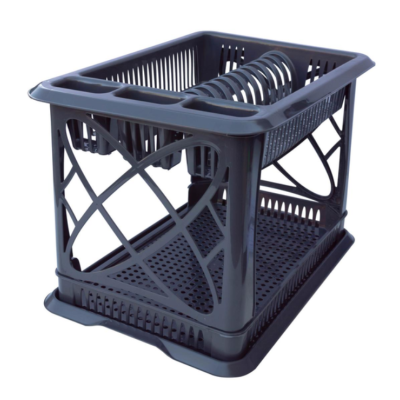 Сушка для посуды пластиковая 2-х ярусная Elif Plastic 29*42*29 см. (антрацит)