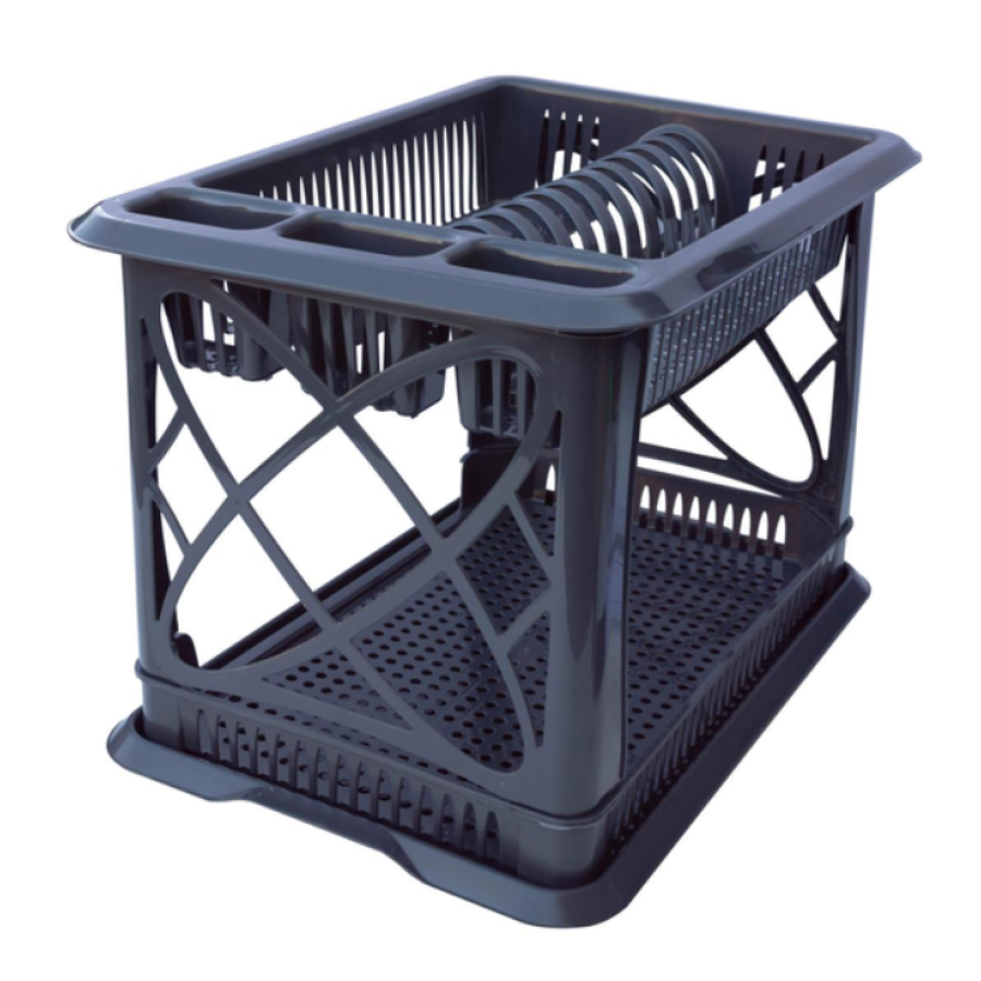 Сушка для посуду пластикова 2-х ярусна Elif Plastic 29*42*29 см. (антрацит) - фото 1