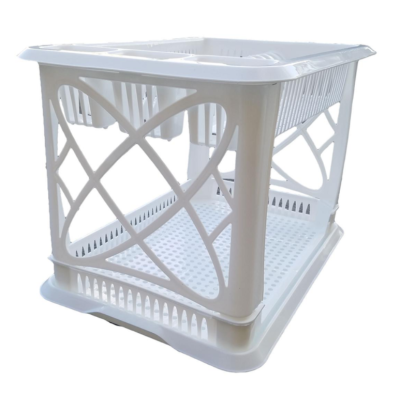 Сушка для посуды пластиковая 2-х ярусная Elif Plastic 29*42*29 см. (белая)