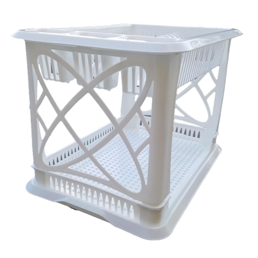 Сушка для посуду пластикова 2-х ярусна Elif Plastic 29*42*29 см. (біла) - фото 1