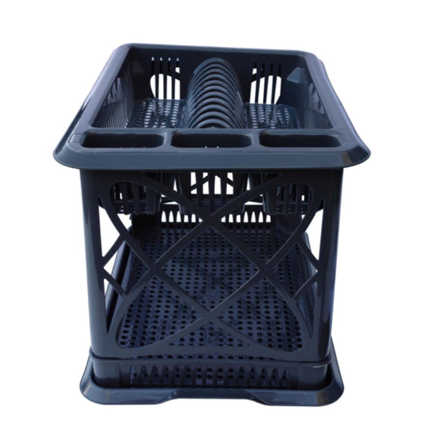 Сушка для посуду пластикова 2-х ярусна Elif Plastic 29*42*29 см. (металік) - фото 2