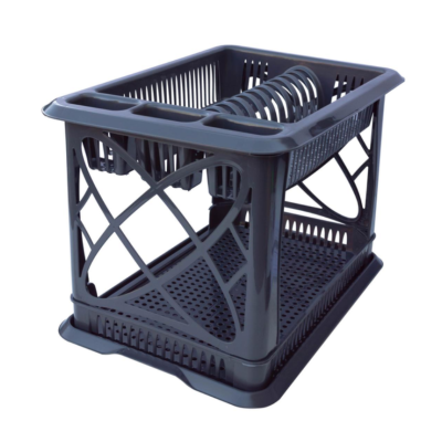 Сушка для посуды пластиковая 2-х ярусная Elif Plastic 29*42*29 см. (металлик)