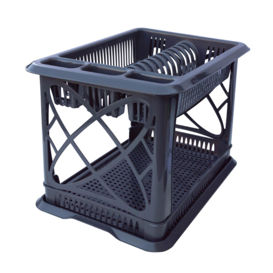 Сушка для посуду пластикова 2-х ярусна Elif Plastic 29*42*29 см. (металік) - фото 1
