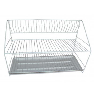 Сушка для посуды пластиковая 2-х ярусная Украина 22*32*50см. хромированная сталь